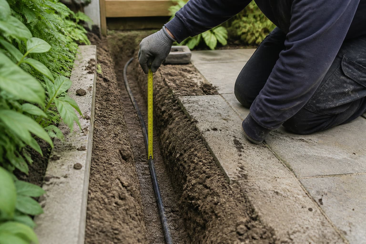 Close electrical detail relevant to supplying a garden office, garage or outbuilding