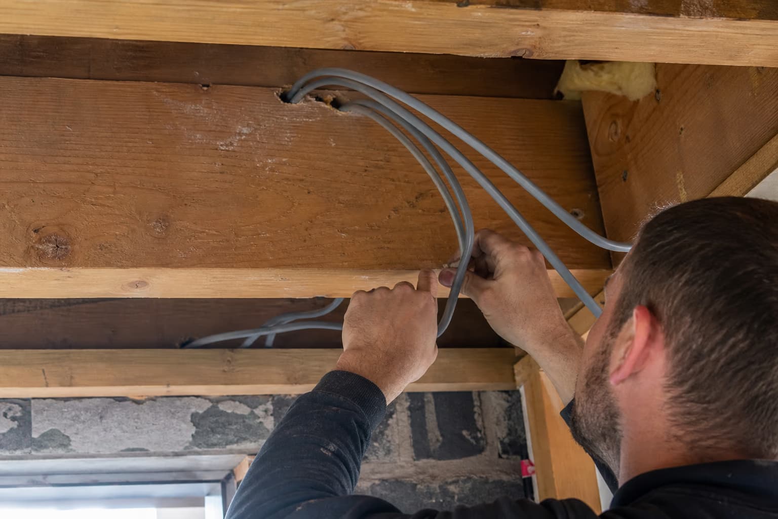Close electrical detail relevant to how long does a house rewire take?