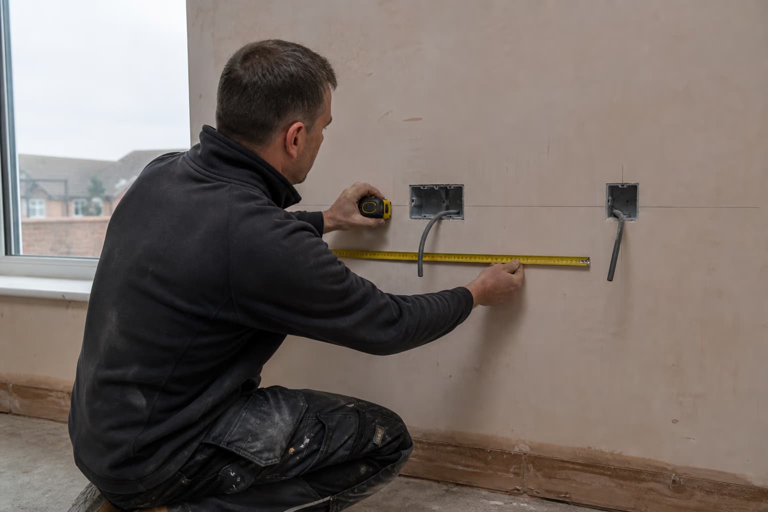 Close electrical detail relevant to planning sockets, lighting, data and future loads