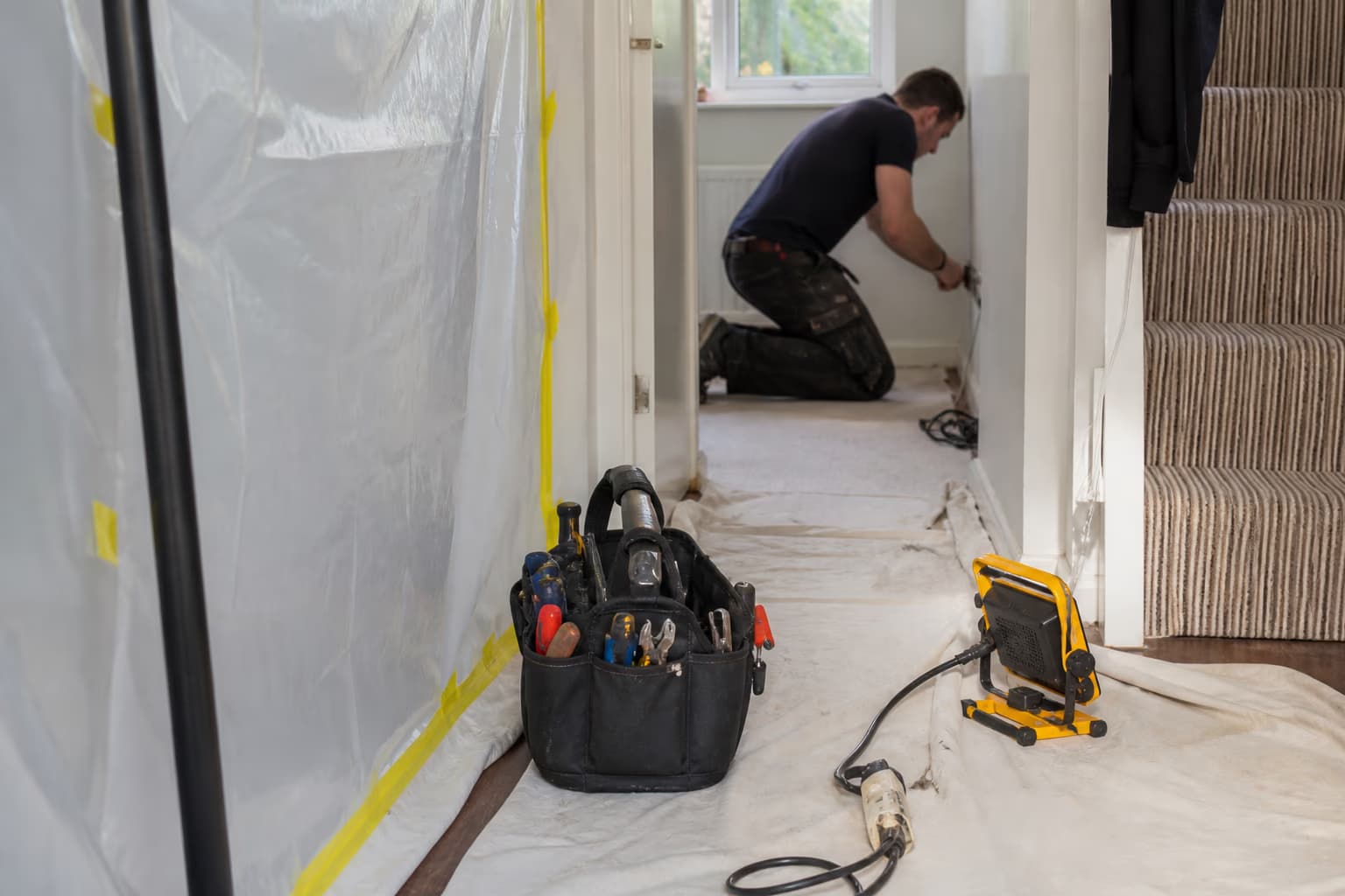 Close electrical detail relevant to rewiring an occupied home